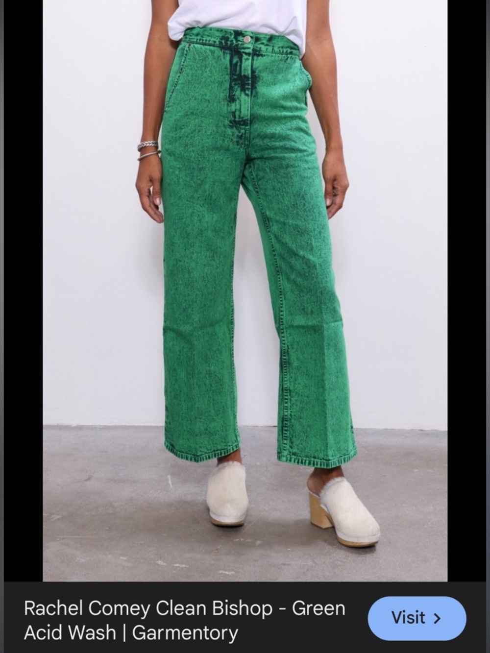 Rachel Comey Clean Bishop Bright Green Acid-Wash Straight Jeans